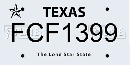 FCF1399 Texas License Plate