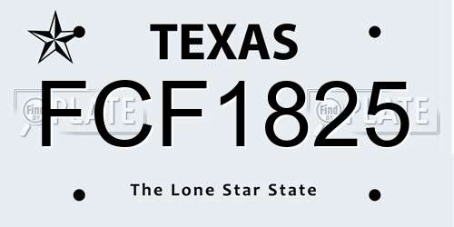 FCF1825 Texas License Plate