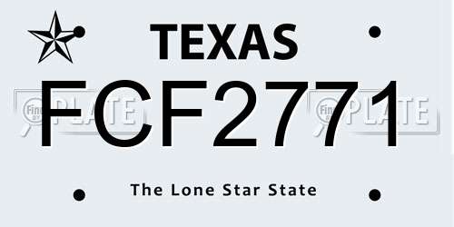 FCF2771 Texas License Plate