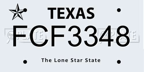 FCF3348 Texas License Plate