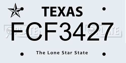 FCF3427 Texas License Plate