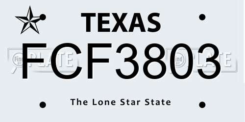 FCF3803 Texas License Plate