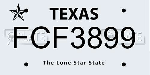 FCF3899 Texas License Plate