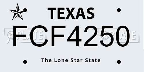 FCF4250 Texas License Plate