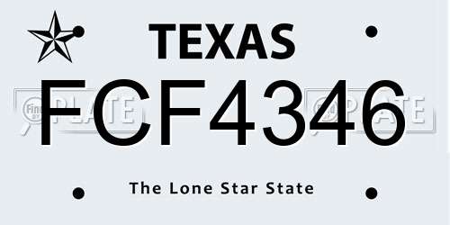FCF4346 Texas License Plate