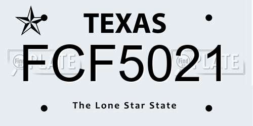 FCF5021 Texas License Plate