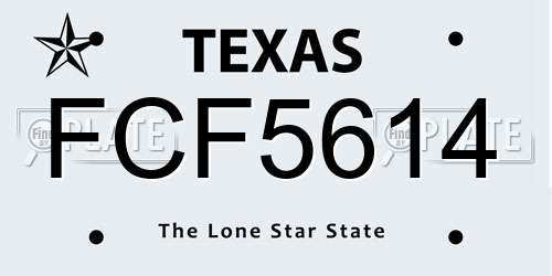 FCF5614 Texas License Plate