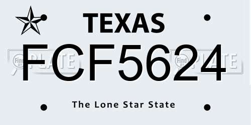 FCF5624 Texas License Plate