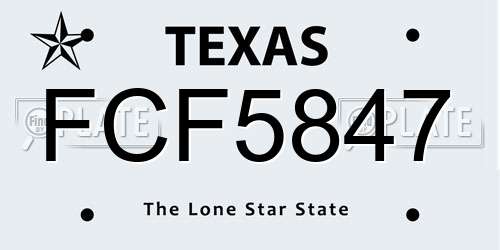FCF5847 Texas License Plate