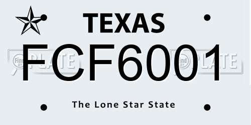 FCF6001 Texas License Plate