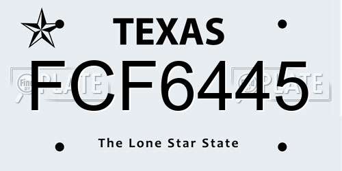 FCF6445 Texas License Plate