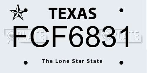 FCF6831 Texas License Plate