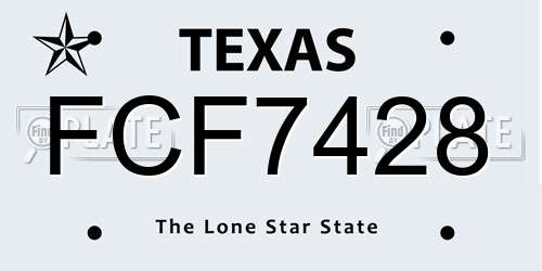 FCF7428 Texas License Plate