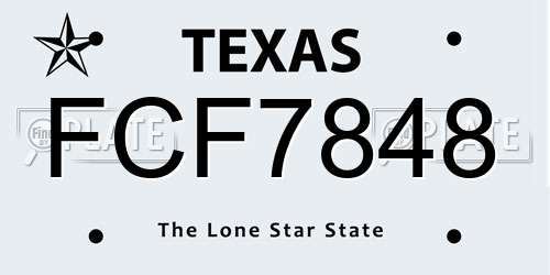 FCF7848 Texas License Plate