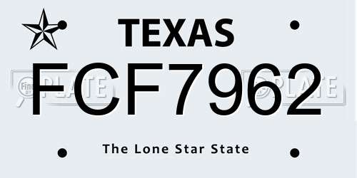 FCF7962 Texas License Plate