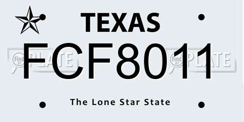 FCF8011 Texas License Plate