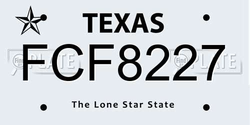 FCF8227 Texas License Plate