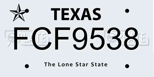 FCF9538 Texas License Plate
