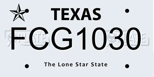 FCG1030 Texas License Plate