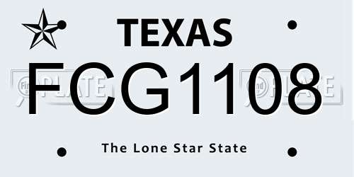 FCG1108 Texas License Plate