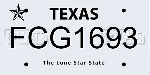 FCG1693 Texas License Plate