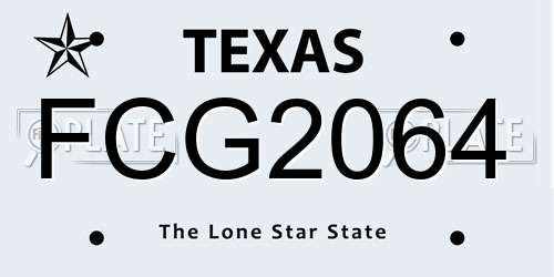 FCG2064 Texas License Plate