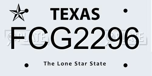 FCG2296 Texas License Plate