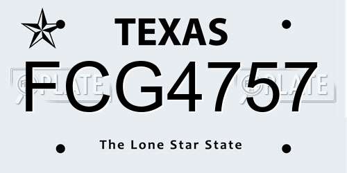 FCG4757 Texas License Plate
