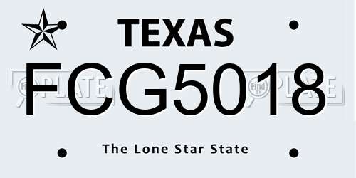 FCG5018 Texas License Plate