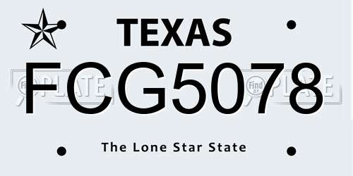 FCG5078 Texas License Plate