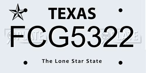 FCG5322 Texas License Plate