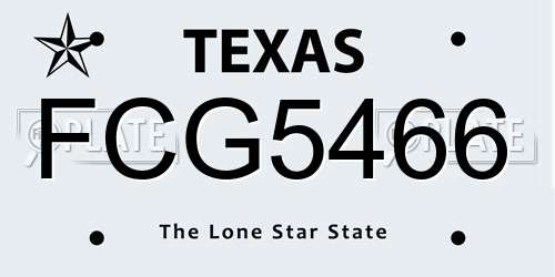 FCG5466 Texas License Plate