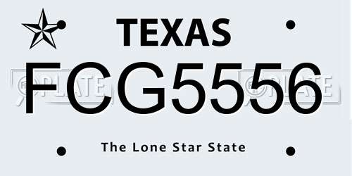 FCG5556 Texas License Plate