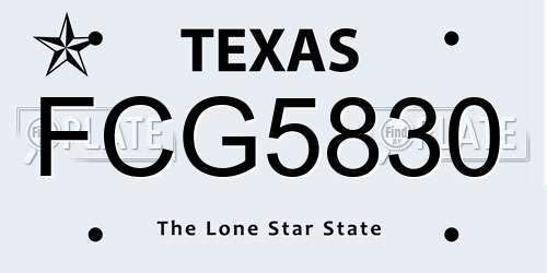 FCG5830 Texas License Plate