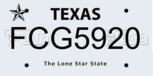 FCG5920 Texas License Plate