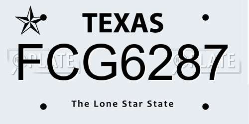 FCG6287 Texas License Plate