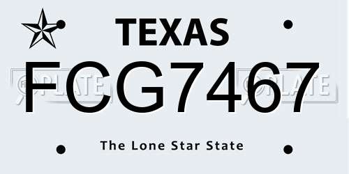 FCG7467 Texas License Plate