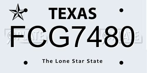 FCG7480 Texas License Plate
