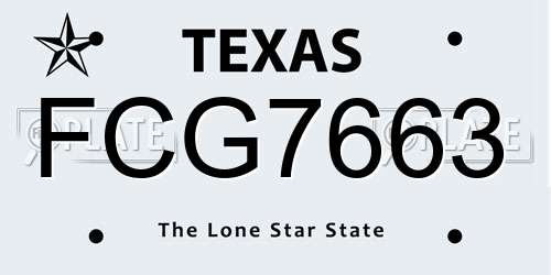 FCG7663 Texas License Plate