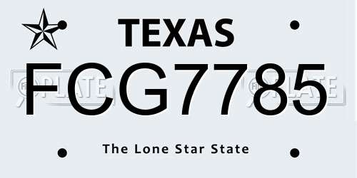 FCG7785 Texas License Plate