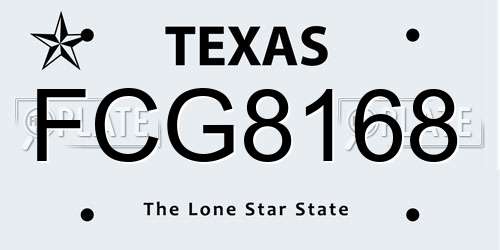 FCG8168 Texas License Plate
