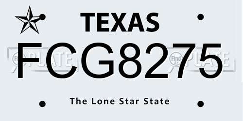 FCG8275 Texas License Plate