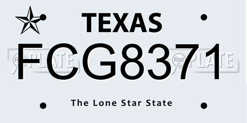 FCG8371 Texas License Plate