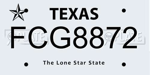 FCG8872 Texas License Plate