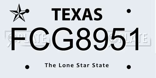 FCG8951 Texas License Plate
