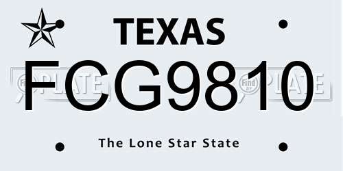 FCG9810 Texas License Plate