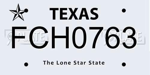FCH0763 Texas License Plate