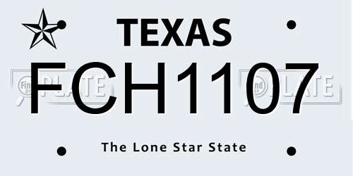 FCH1107 Texas License Plate