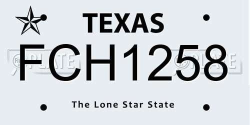 FCH1258 Texas License Plate