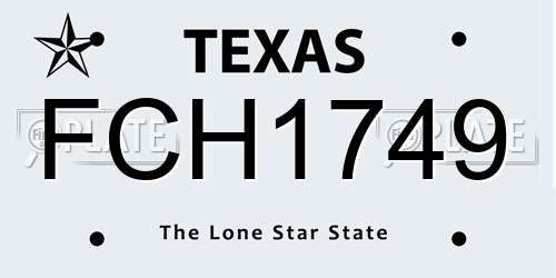 FCH1749 Texas License Plate